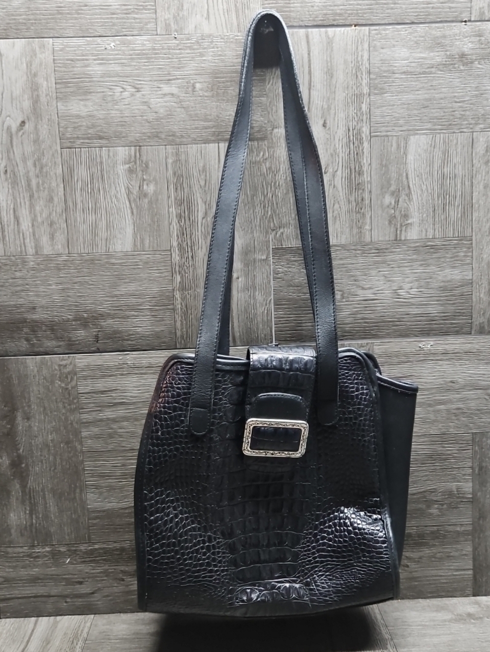 Brighton Faux Alligator Black Shoulder Bag Purse